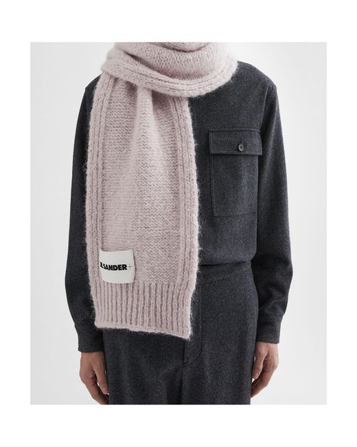 Jil Sander Pink Logo-Patch Knitted Scarf