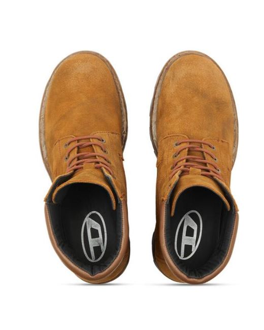 DIESEL Brown D-Hammer Combat Boots for men