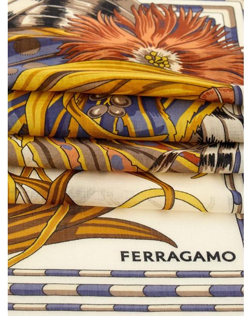 Ferragamo Metallic Rooster Print Shawl