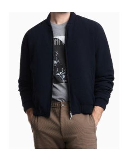 Emporio Armani Blue Textured Zip Knitted Jacket for men