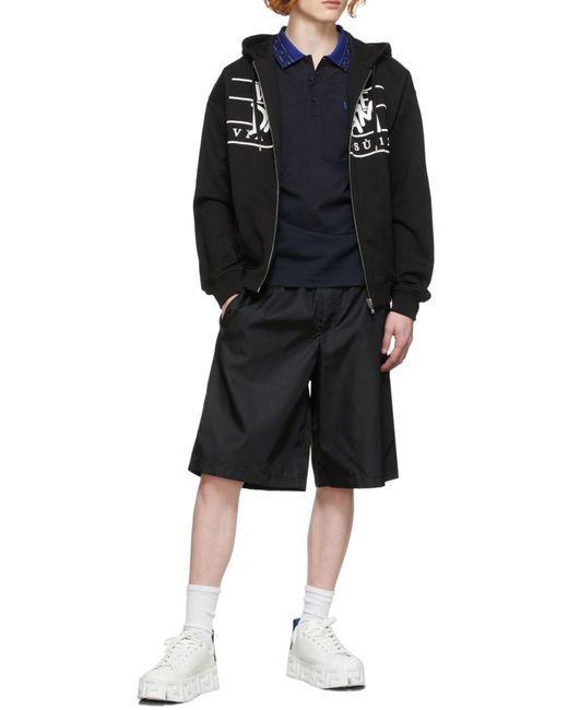 Versace Black Logo-Print Hoodie for men
