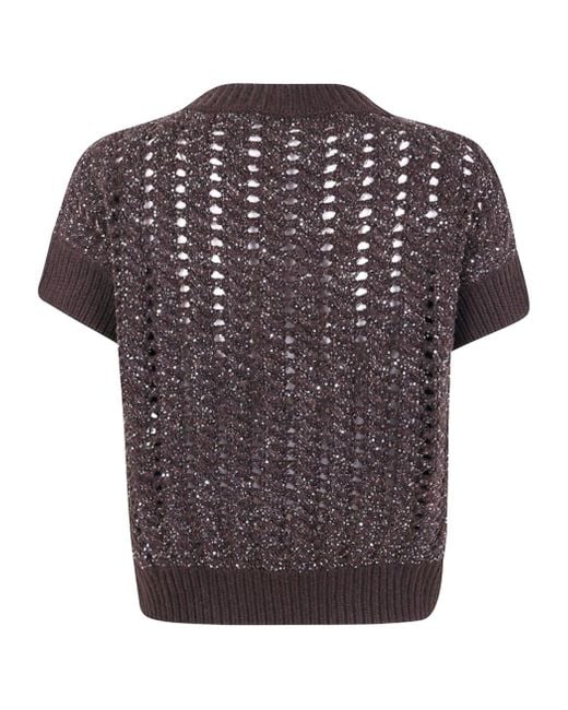 D.exterior Multicolor Sequin-Embellished Open-Knit Sweater