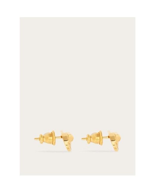 Ferragamo Metallic Ferragamo Gancini Embellished Polished Finish Earrings