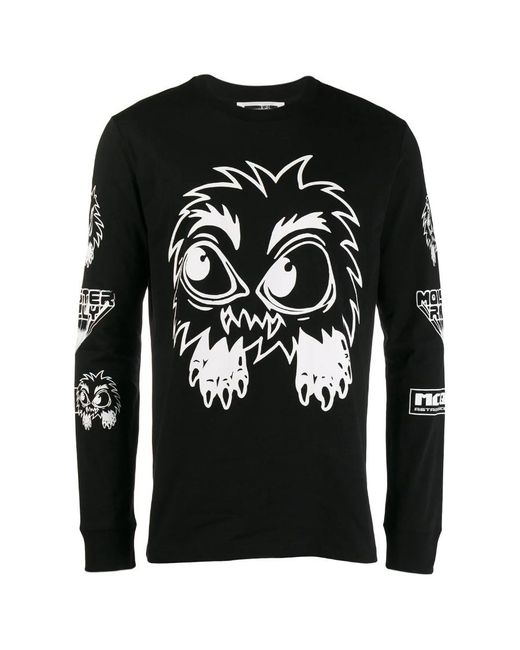 McQ Alexander McQueen Black Monster Pattern Printed Hoodie for men