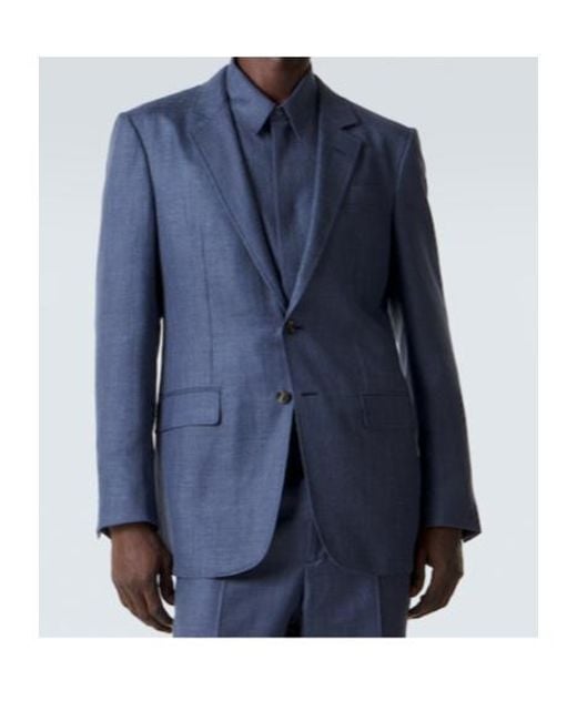 Gabriela Hearst Blue Wool, Silk, And Linen Blazer for men
