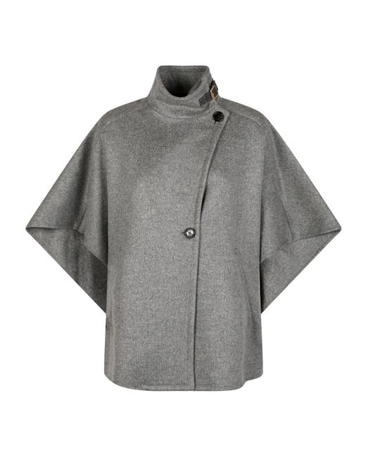Max Mara Gray High-Neck Cape