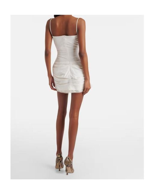Magda Butrym Natural Lace-Trimmed Silk Minidress