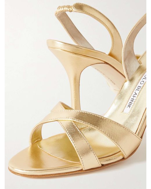Manolo Blahnik Metallic Exposed High-Heeled Sandals