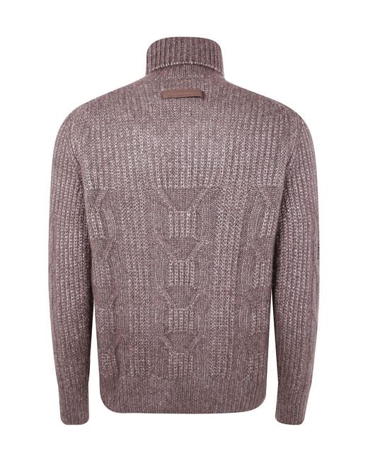 Zegna Purple Turtle Neck Knitted Jumper for men