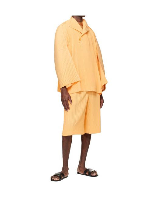 Homme Plissé Issey Miyake Orange Pleated Casual Jacket for men