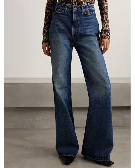 Nili Lotan Blue Edira High-Rise Flared Jeans