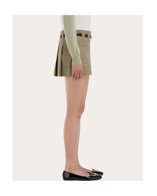 Ferragamo Natural Mini Skirt With Gancini Belt