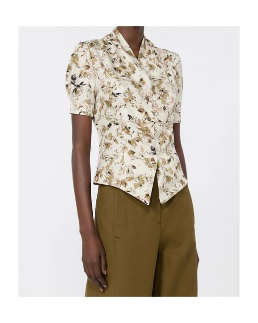 Max Mara White Printed Silk Twill Shirt