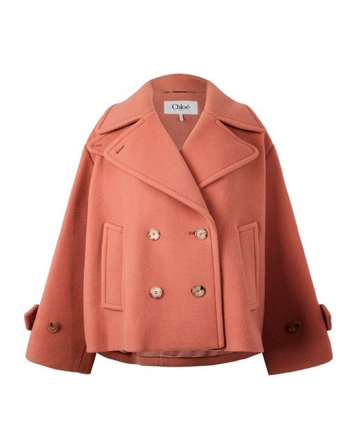 Chloé Red Ma96 Pea Coat