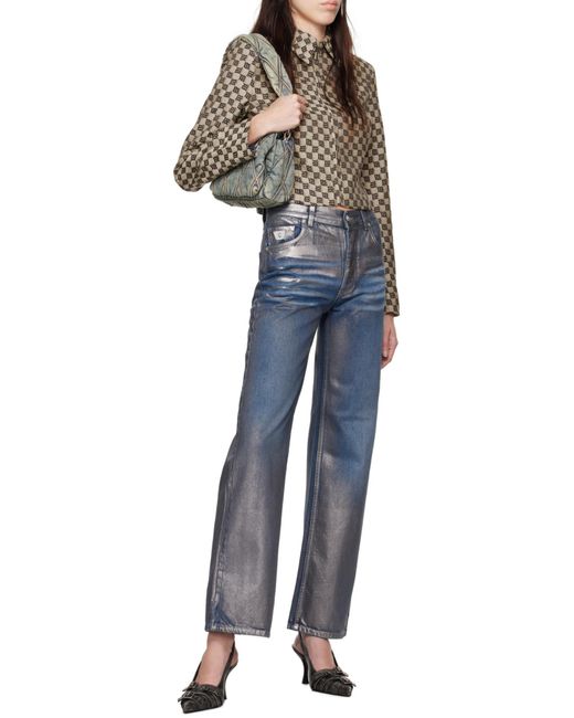 M I S B H V Blue Dirt Straight-Leg Loose-Fit Jeans for men