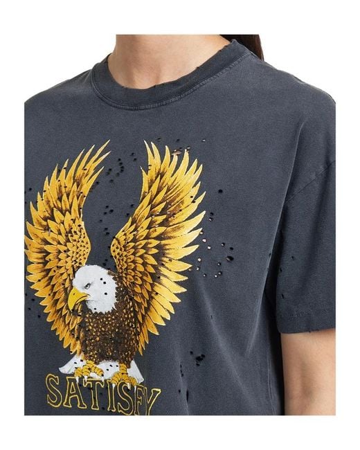 Satisfy Blue Mothtech Eagle Graphic T-Shirt