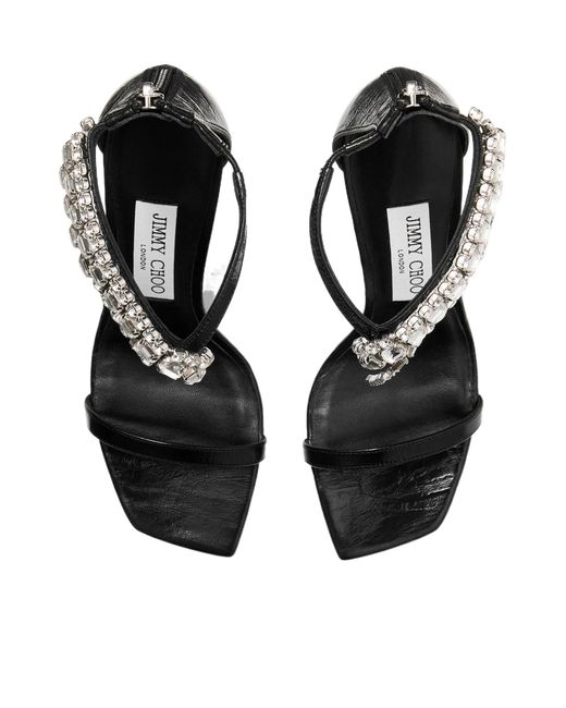 Jimmy Choo Metallic 100 Verity Embellished Strap Heeled Sandals