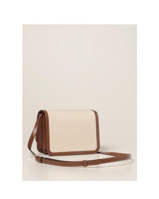 Burberry Natural Small Two-Tone Canvas And Leather Tb Bag