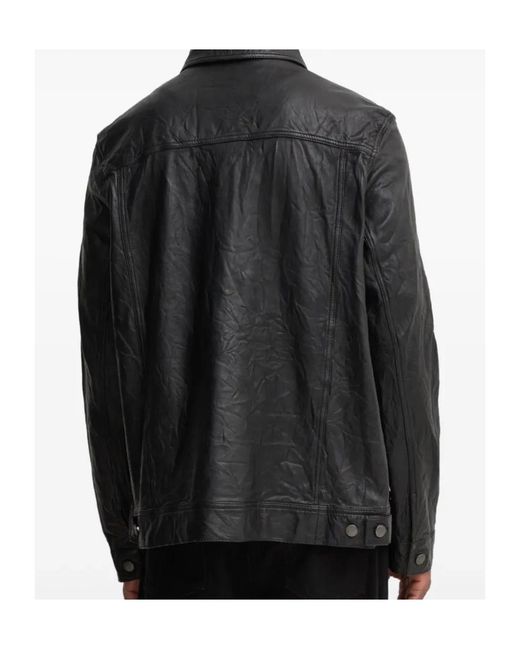 Zadig & Voltaire Black Leather Button-Fastening Jacket for men