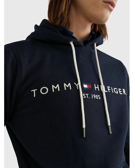 Tommy Hilfiger Black Embroidered Logo Hoodie for men