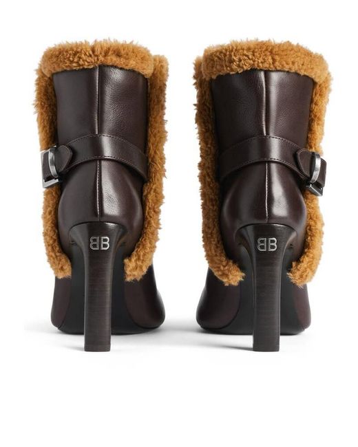 Balenciaga Brown Fargo Shearling Trim Ankle Boots