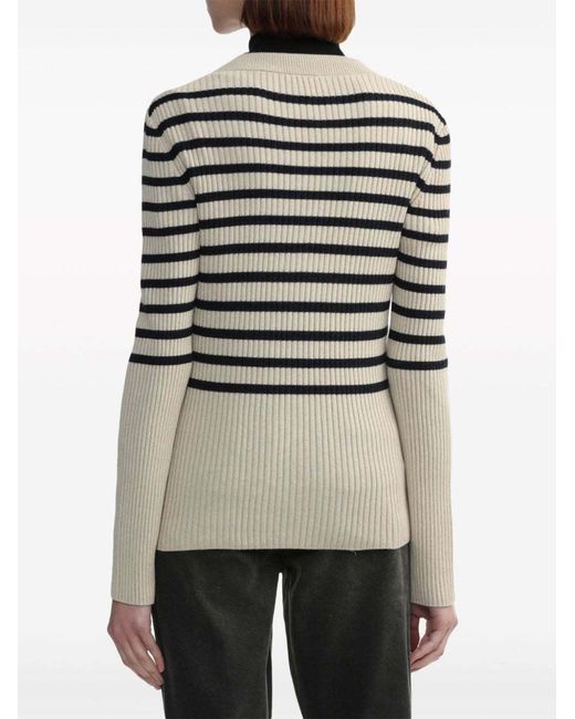 A.P.C. White Striped Ribbed-Knit Jumper