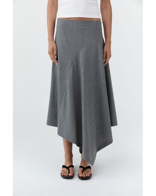 St. Agni Gray Curved Patchwork Midi Skirt
