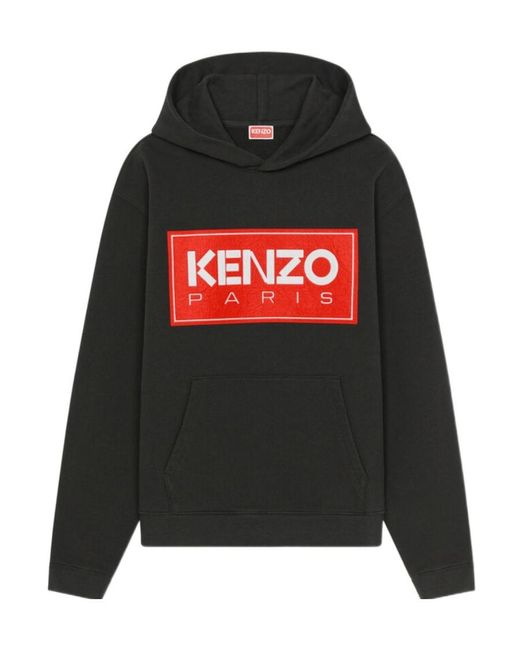 KENZO Black Paris Logo Patch Hoodie for men