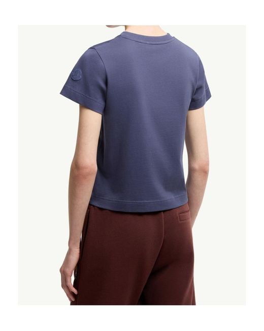 Moncler Blue Cotton Jersey Printed T-Shirt