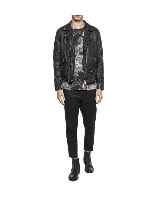 AllSaints Black Classic Biker Jacket for men