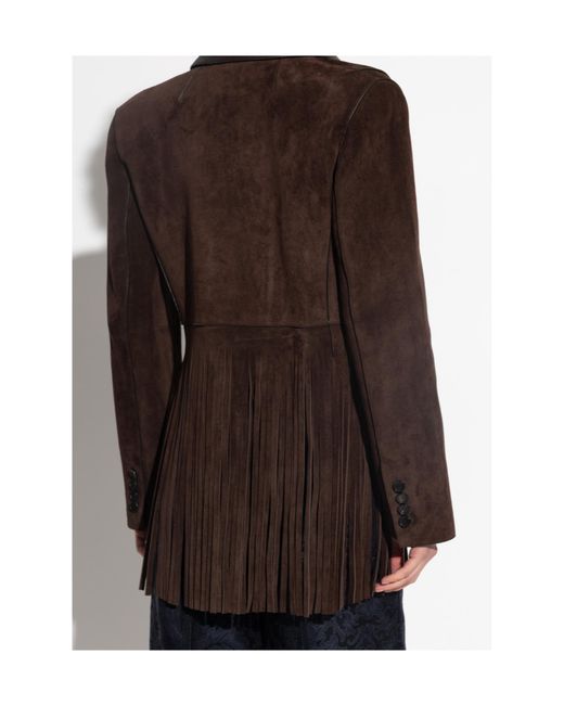 Etro Brown Buttoned Fringed Jacket