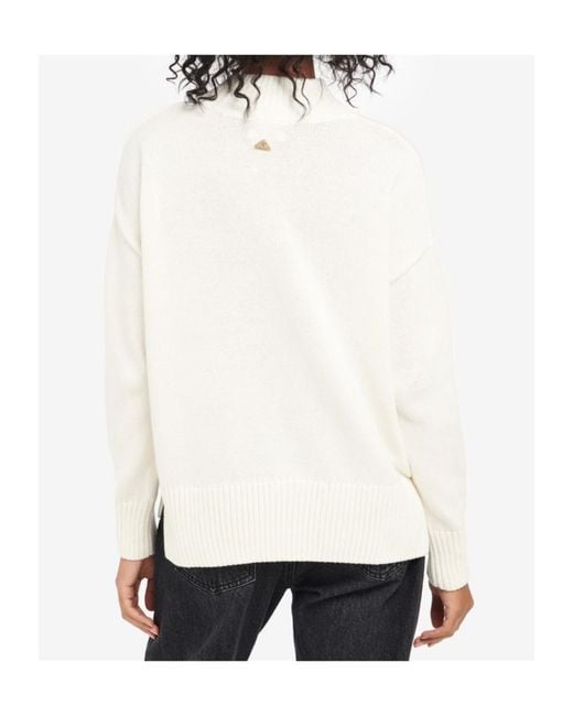 Barbour White Sandy High-Neck Jumper