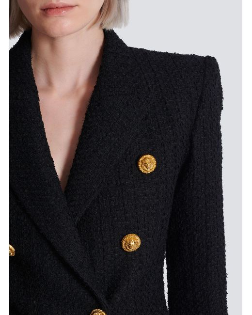 Balmain Blue Tweed Tailored Jacket