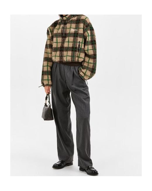 Miu Miu Green Checked Teddy Bear Jacket