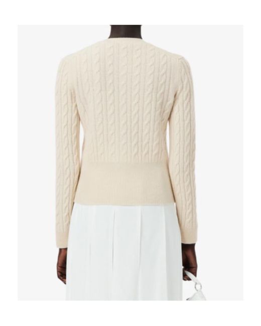 Lacoste White Runway Cashmere Cable Knit Cardigan