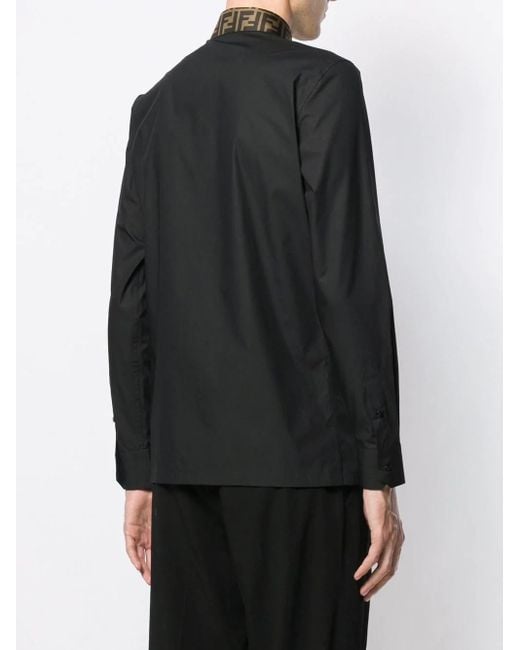 Fendi Black Long Sleeved Ff Jacquard Shirt for men
