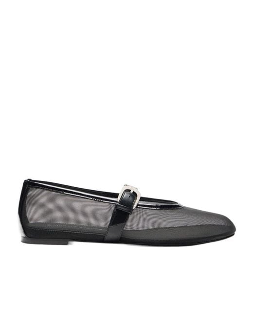 Stuart Weitzman Black Round-Toe Flat Shoes