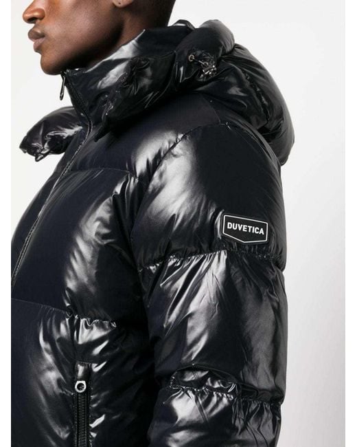 Duvetica Black Logo-Patch Padded Jacket for men