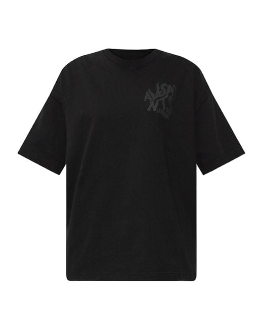 AllSaints Black Orlando Logo Printed Oversized T-Shirt