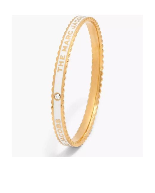 Marc Jacobs White The Medallion Scalloped Logo Detailed Bracelet