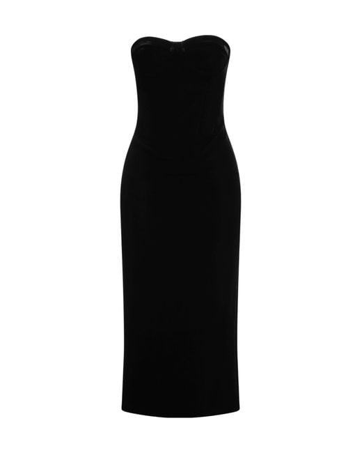 Sportmax Black Off-The-Shoulder Velvet Dress