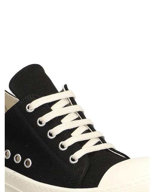 Rick Owens Black Extreme Eyelet-Detail Sneakers