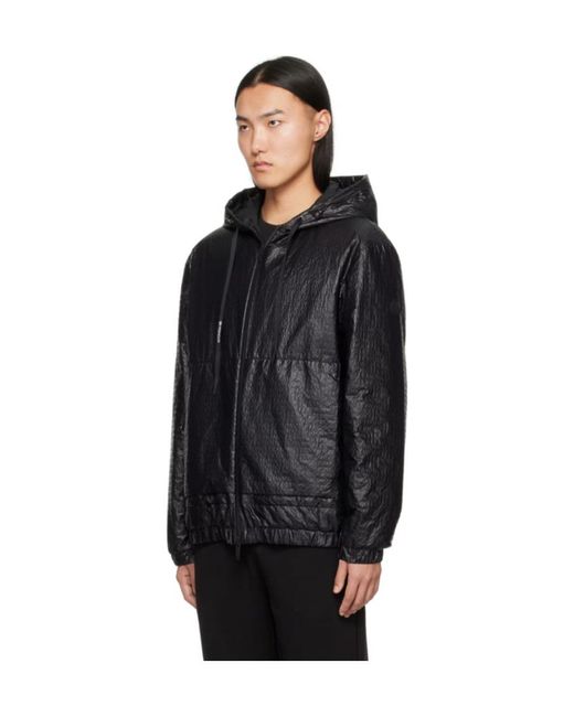 Moncler Black Zip-Up Drawstring Hooded Jacket for men