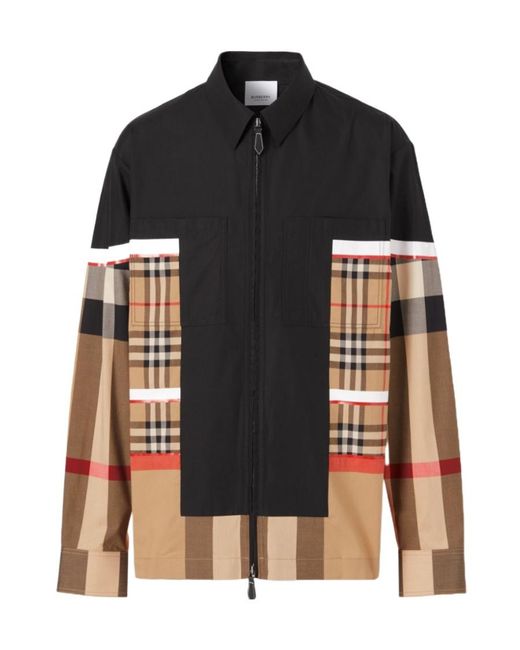 Burberry Black Patchwork Checked Shirt for men