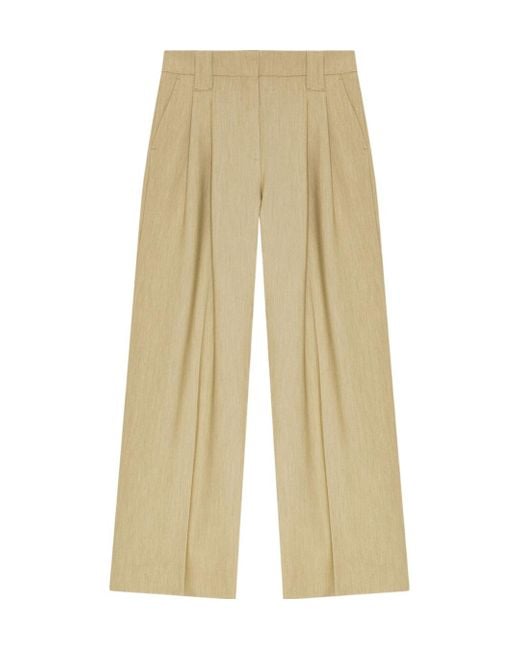 Ganni Natural Twill Suiting Mid Waist Trousers