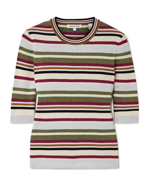 Veronica Beard Multicolor Kavya Striped Ribbed-Knit Sweater