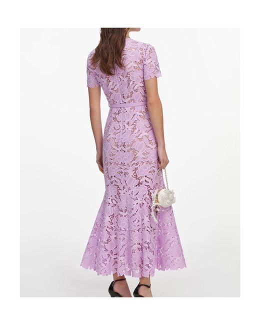 Self-Portrait Purple Lace Midi Dress