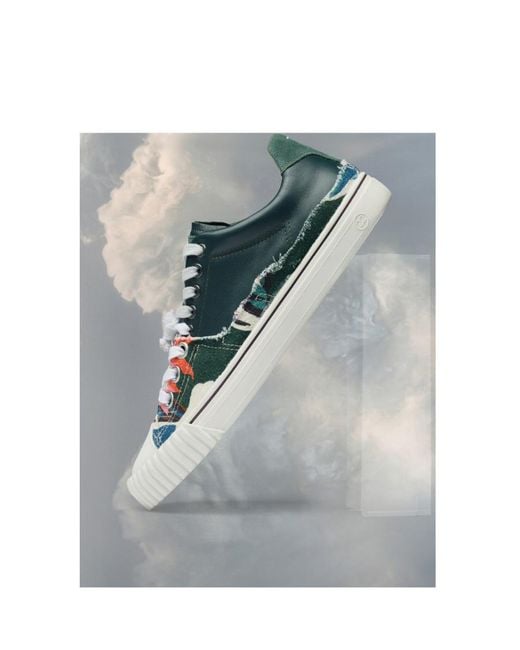 Maison Margiela Green Leaf-Printed Round Toe Sneakers