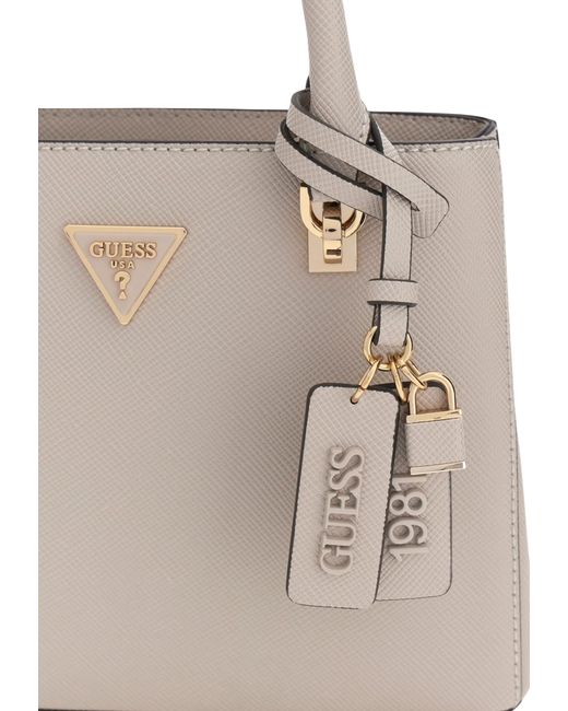 Guess Natural Logo Zipper Tote Bag