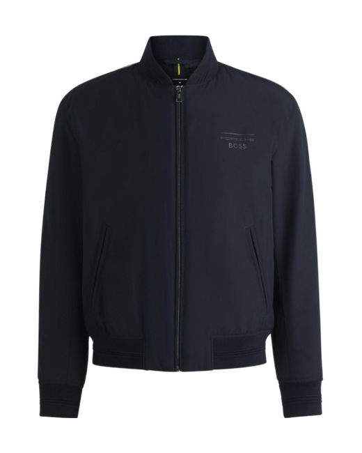 Boss Blue Porsche X Canvas Jacket With Stripe Trims for men
